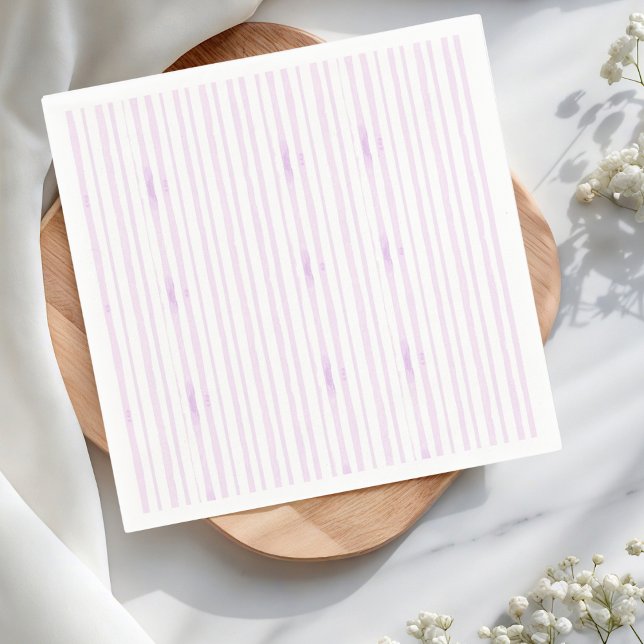 Serviette En Papier Pourpre | Aquarelle violette striée (Créateur téléchargé)