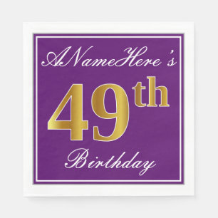 Serviette En Papier Pourpre élégant, anniversaire d'or de Faux