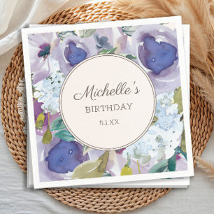 Serviette En Papier Poussière de lilas bleu aquarelle florale Annivers