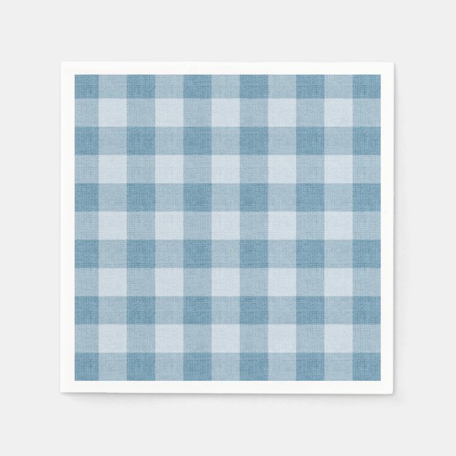 Serviette En Papier Powder Blue Gingham Buffalo Check Linen Texture (Devant)