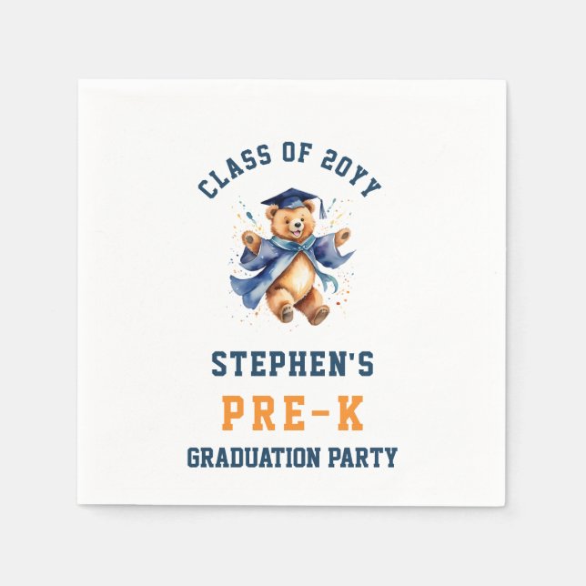 Serviette En Papier Pré-K Graduation Cute Teddy Party (Devant)