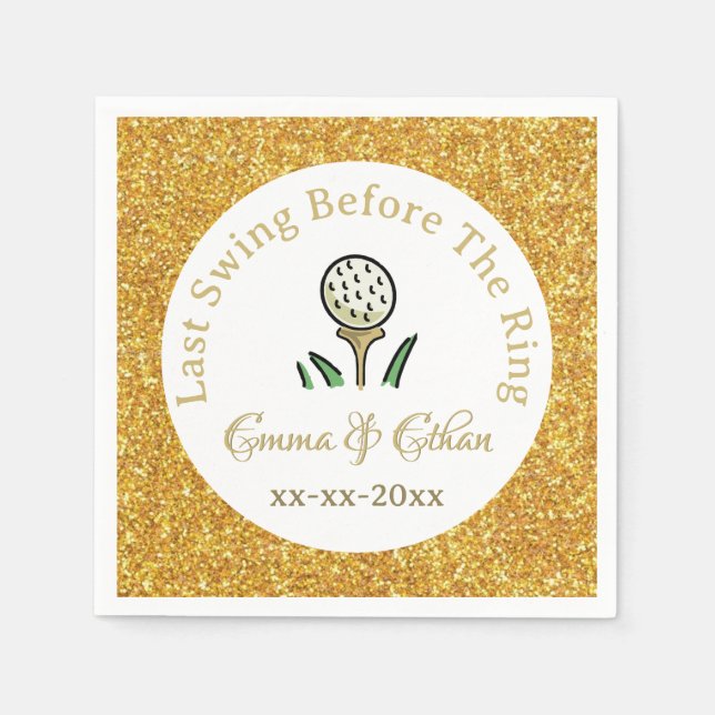 Serviette En Papier Pré-Mariage Golf Party Weekend White Gold Parties  (Devant)