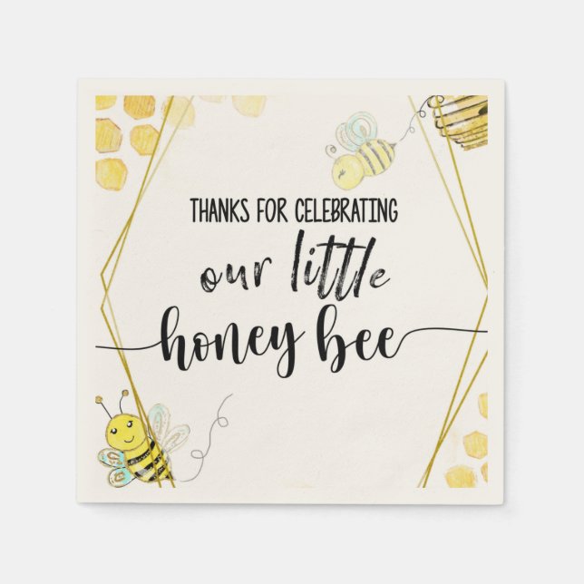 SERVIETTE EN PAPIER PREMIER ANNIVERSAIRE, BEE PARTY, BEE THEMED (Devant)