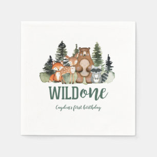 Serviette En Papier Premier anniversaire d'animal de forêt Sauvageon