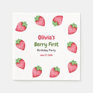 Serviette En Papier Premier anniversaire de Berry à la fraise 1er anni