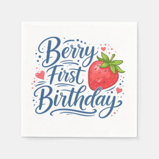 Serviette En Papier Premier anniversaire de Berry | Fête pour un an