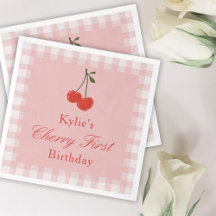 Premier anniversaire de la cerise de fille rose et