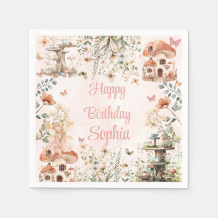 Serviette En Papier Premier anniversaire de la fille aux champignons d