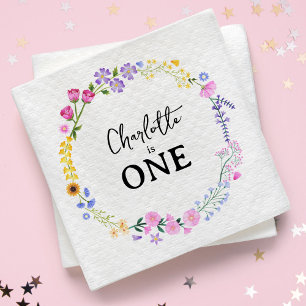Serviette En Papier Premier anniversaire de la petite fille Fleur sauv