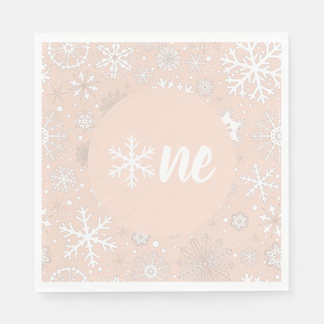 Serviette En Papier Premier Anniversaire de l'hiver Blush Flocon de ne (Devant)