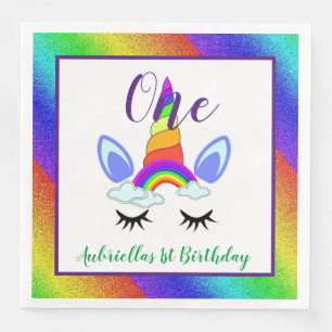 Serviette En Papier Premier anniversaire de licorne