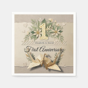 Serviette En Papier Premier anniversaire de mariage Cranes en papier d
