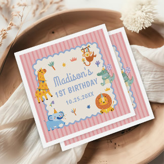 Serviette En Papier Premier anniversaire de Wild One avec des animaux 