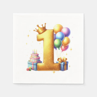 Serviette En Papier Premier anniversaire doré