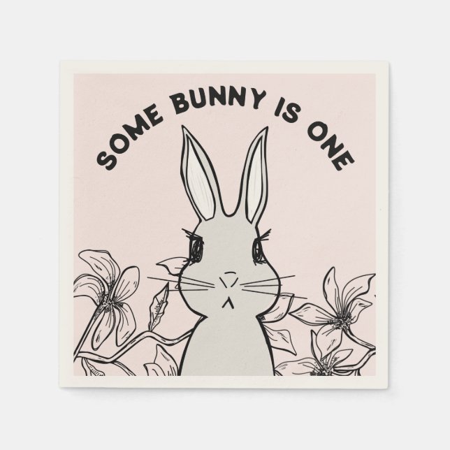 Serviette En Papier Premier anniversaire du Bunny de printemps (Devant)