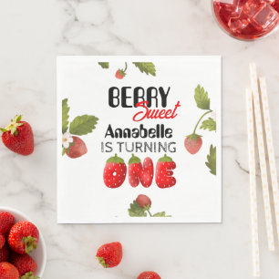 Serviette En Papier Premier anniversaire fraise