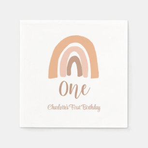 Serviette En Papier Premier anniversaire mignon Boho rose arc-en-ciel