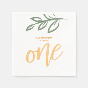 Serviette En Papier Premier anniversaire mignon Doodle Paint Feuille