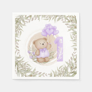 Serviette En Papier Premier Anniversaire Mignonne Teddy Bear Ballons C