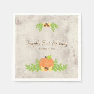 Serviette En Papier Premier anniversaire Rustic Autumn Citrouille
