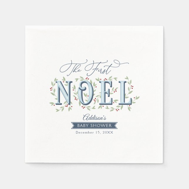 Serviette En Papier Premier Baby shower de Noël Noel Baby Boy (Devant)