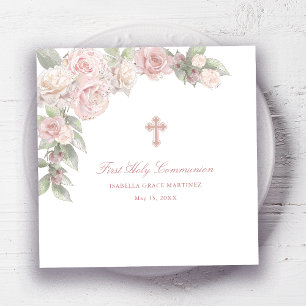 Serviette En Papier Premier Cocktail Floral Rose de la Sainte Communio