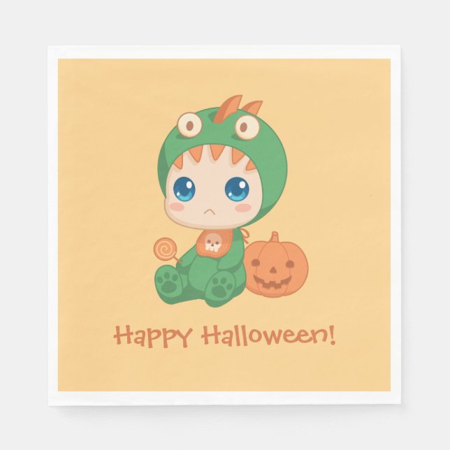 Serviette En Papier Premier Costume Dinosaure Halloween mignon bébé Dr (Devant)