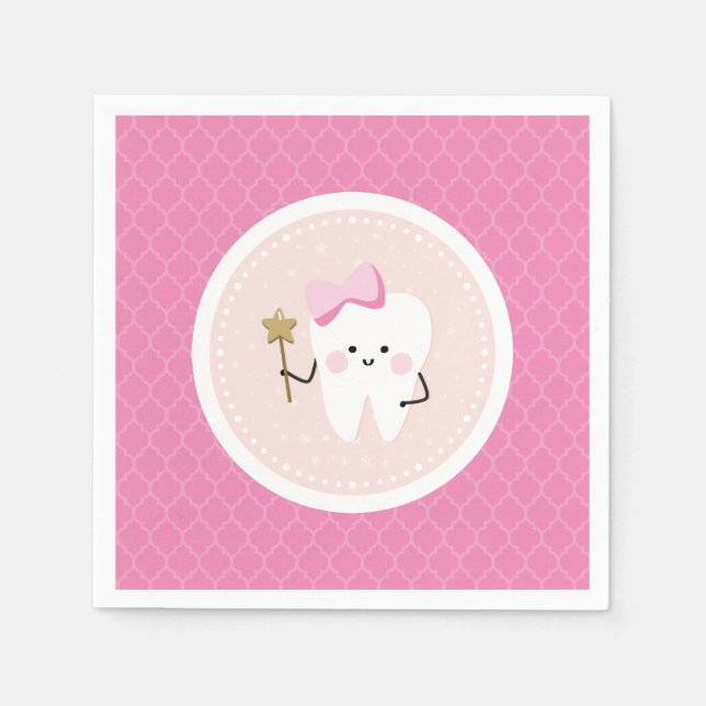 Serviette En Papier Premier papier rose dent Napkin (Devant)