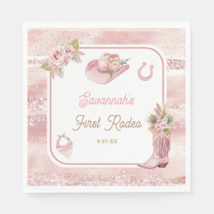 Serviette En Papier Premier Rodéo Boho Rose 1er Anniversaire