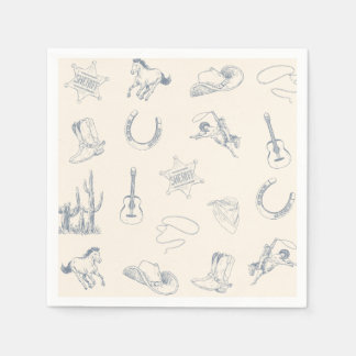 Serviette En Papier Premier Rodéo Cowboy Occidental Anniversaire Bleu 