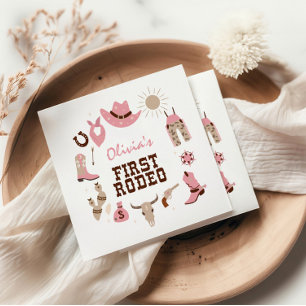 Serviette En Papier Premier Rodéo Cowboy Occidental Rose 1er Anniversa