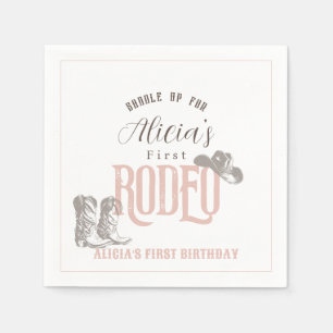 Serviette En Papier Premier Rodeo Cowgirl Western Pink 1er anniversair