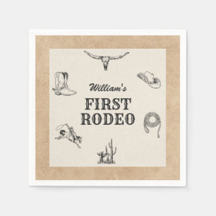 Serviette En Papier Premier Rodéo Vintage Neutre Cowboy 1er Anniversai