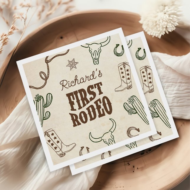 Serviette En Papier Premier Rodeo Western Boy 1er anniversaire (Créateur téléchargé)