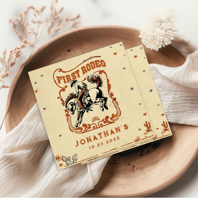 Serviette En Papier Premier Rodéo Western Cowboy fête d'anniversaire (Créateur téléchargé)