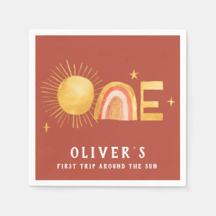 Serviette En Papier Premier Voyage Autour Du Soleil   1er anniversaire