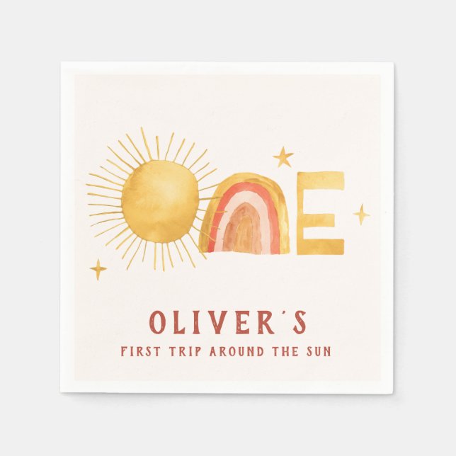 Serviette En Papier Premier Voyage Autour Du Soleil | 1er anniversaire (Devant)