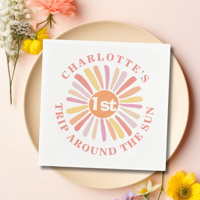 Serviette En Papier Premier voyage autour du Soleil 1er Anniversaire P (First Trip Around the Sun 1st Birthday Party Paper Napkins)