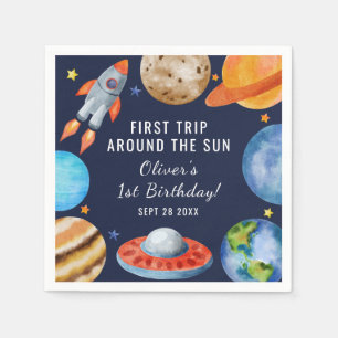 Serviette En Papier Premier voyage autour du Soleil Espace 1er anniver