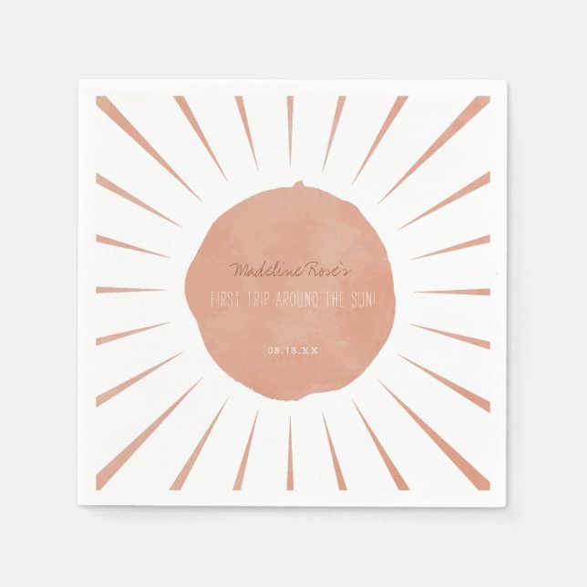 Serviette En Papier Premier Voyage Autour Du Soleil | Soleil en terre  (Devant)