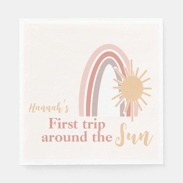 Serviette En Papier Premier Voyage Autour Du Sun Boho Rainbow (Devant)