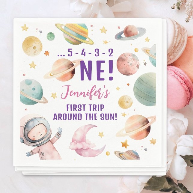 Serviette En Papier Premier voyage autour du Sun Girl Space 1er annive (Créateur téléchargé)