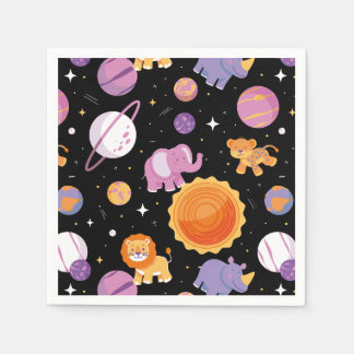 Serviette En Papier Premier voyage dans l'espace autour des animaux du
