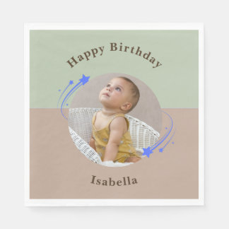 Serviette En Papier Première Anniversaire Star de tir Vert Brown