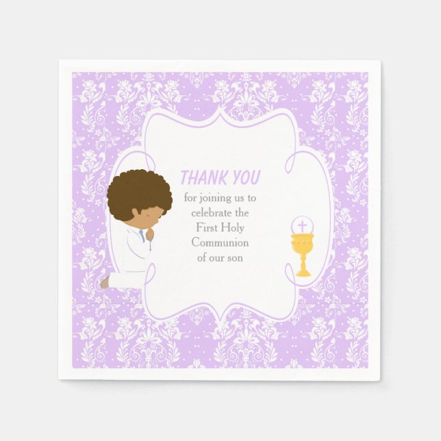 Serviette En Papier Première Communion Africaine Américaine Purple Dam (Devant)
