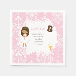Serviette En Papier Première communion fille afro-américaine