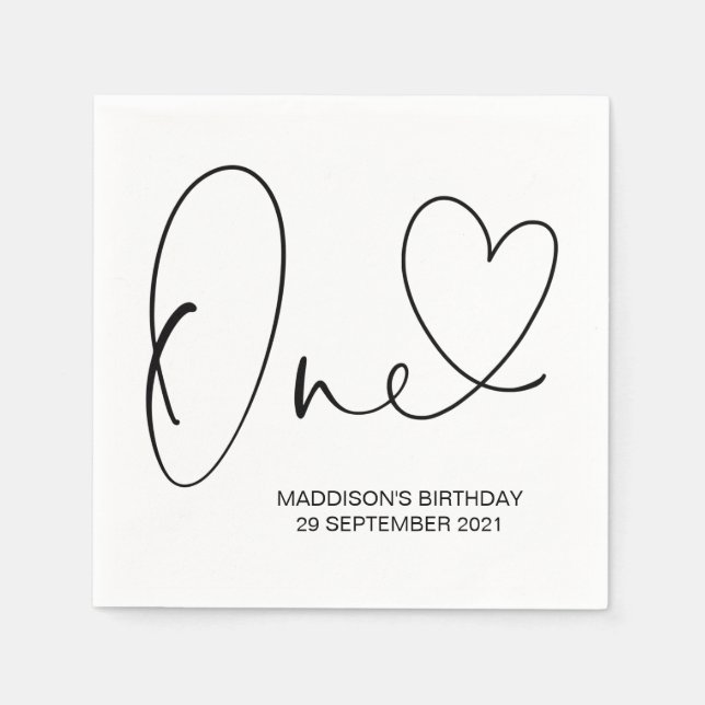 Serviette En Papier Première fête d'anniversaire une fête de fête serv (Devant)