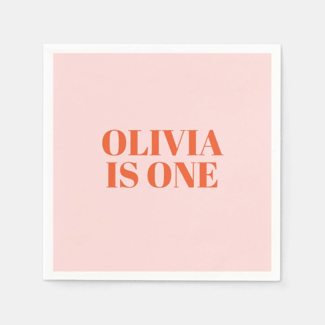 Serviette En Papier Première fille Anniversaire Pink et Red Typographi (Devant)