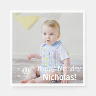 Serviette En Papier Première photo de l'anniversaire du bébé chaud 