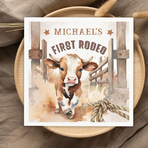 Serviette En Papier PREMIÈRE RODÉE   Wild West Bull Cowboy 1er anniver